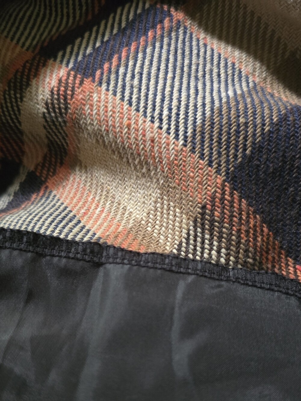 Plaid Flannel Maxi Skirt Wool Blend Small A Line Classic Navy Tan Fall Color 4 6 - Picture 5 of 6